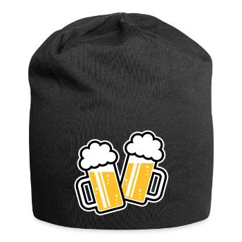 2 Clinking Beer Glasses For A Cheer! (3C) - Jersey Beanie - black - Front