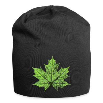 Feuille d’érable - VERT - Naturel / Design forestier - Bonnet en jersey - noir - Devant