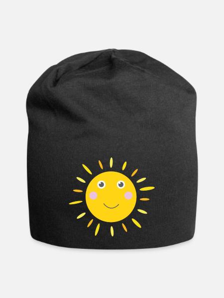 Lächelndes Sonnenscheingesicht - Jersey-Beanie - Schwarz