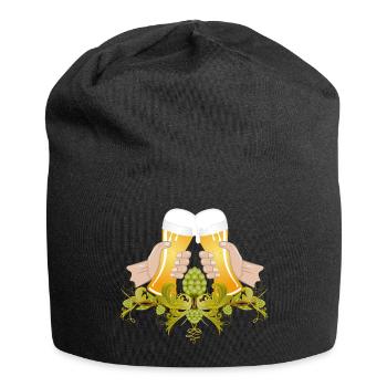 two filled beer glasses To toast Cheers - Jersey Beanie - black - Front