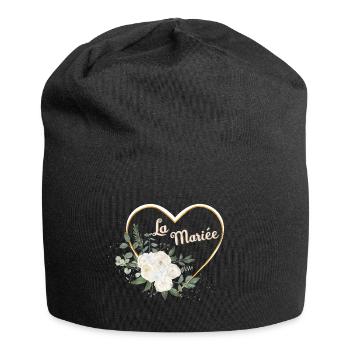 Die Braut Blumenherz Gold - Jersey-Beanie - Schwarz - Vorne