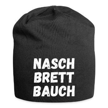 Nasch Brett Bauch Waschbrettbauch Fitness Spruch - Jersey-Beanie - Schwarz - Vorne
