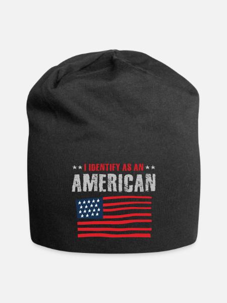 Ich identifiziere mich als Amerikaner - Jersey-Beanie - Schwarz