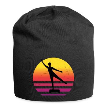 Körpergymnastik Damen Fitnesstraining Aerobic - Jersey-Beanie - Schwarz - Vorne