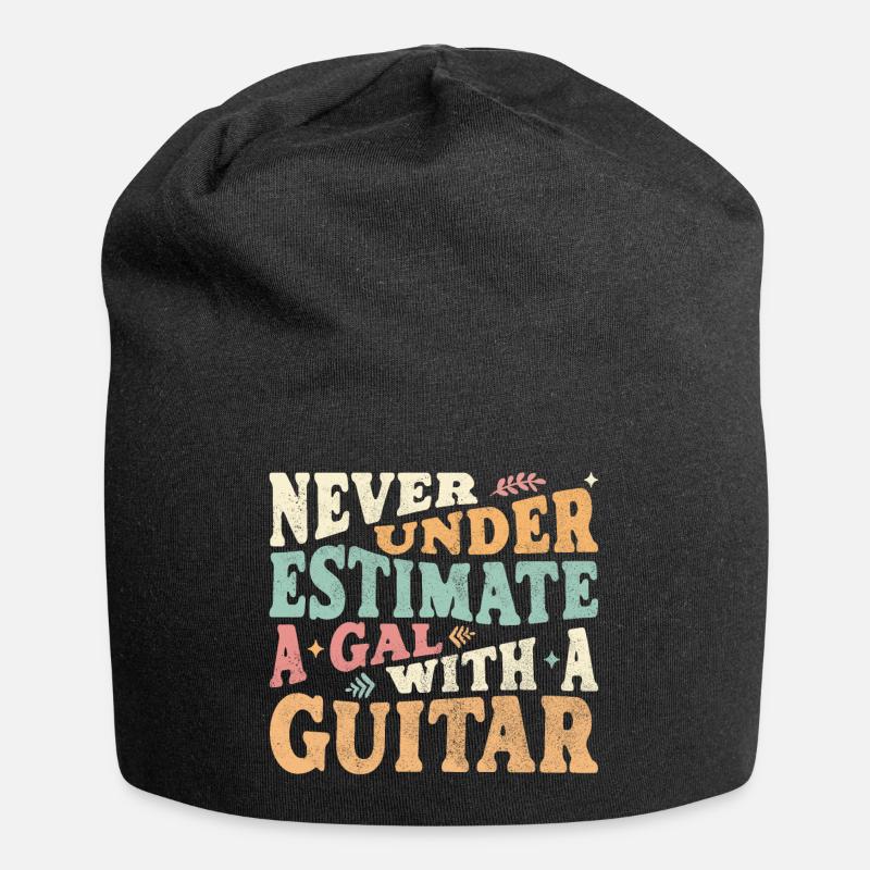 Never underestimate a Gal with a Guitar - Jersey Beanie - black
