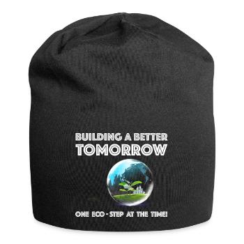 Ein besseres Morgen aufbauen | Umweltschutz - Jersey-Beanie - Schwarz - Vorne