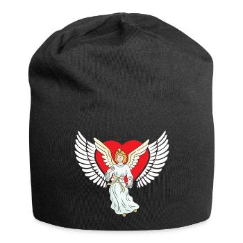 Herzlich Engel Herz Flügel Himmel Reinkarnation - Jersey-Beanie - Schwarz - Vorne
