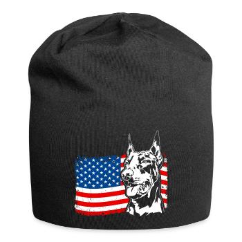 Dobermann Amerika Fahne Hunde Dobie Wilsigns - Jersey-Beanie - Schwarz - Vorne