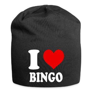I Love Bingo Heart Funny Witty - Jersey Beanie - black - Front