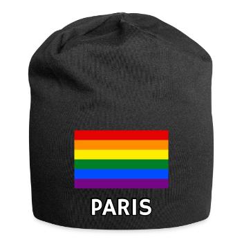 Pride Flagge Paris Schwul Regenbogen LGBTQ Queer Lesbe - Jersey-Beanie - Schwarz - Vorne