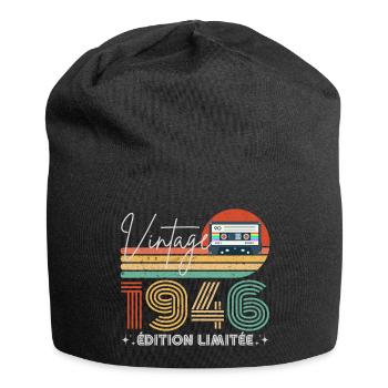 Vintage 1946 cadeau année de naissance 1946 rétro - Bonnet en jersey - noir - Devant