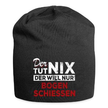 Der tut nix der will nur Bogen schießen - Spruch - Jersey-Beanie - Schwarz - Vorne