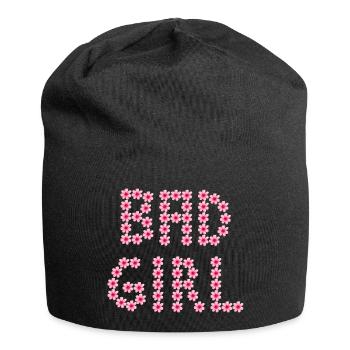 Blumeninschriften - BAD GIRL - Jersey-Beanie - Schwarz - Vorne