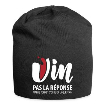Vin pas la solution (foncé) - Bonnet en jersey - noir - Devant