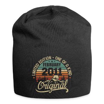 Born In February 2011 Vintage Gift - February 2011 - Jersey Beanie - black - Front
