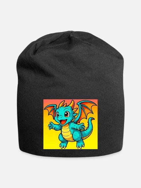 Drache - Jersey-Beanie - Schwarz