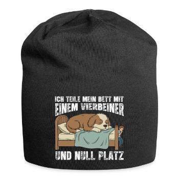 Hund als Bettmitbewohner - Jersey-Beanie - Schwarz - Vorne