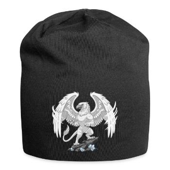 Mythischer Greif auf dem Kristallfelsen - Jersey-Beanie - Schwarz - Vorne