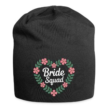 Bride Squad Blumenherz - Jersey-Beanie - Schwarz - Vorne