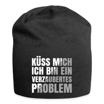 Küss mich ich bin ein verzaubertes Problem - Jersey-Beanie - Schwarz - Vorne