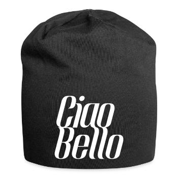 Ciao Bello Italien Spruch – Minimal Typo Design - Jersey-Beanie - Schwarz - Vorne