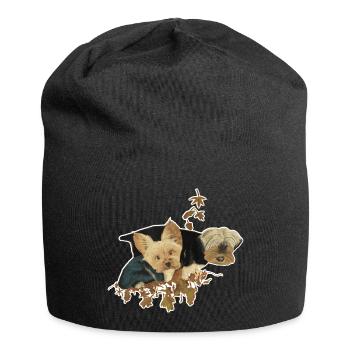 Yorkshirehunde im Herbstlaub - Jersey-Beanie - Schwarz - Vorne