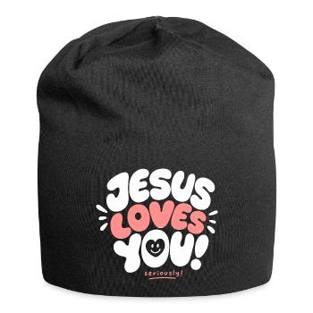 Jesus Loves You Seriously - Jersey-Beanie - Schwarz - Vorne
