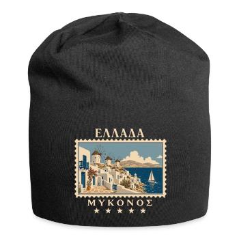Griechenland Mykonos Vintage Reisemarke - Jersey-Beanie - Schwarz - Vorne