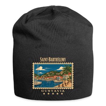 Saint-Barthélemy Gustavia Vintage Reisemarke - Jersey-Beanie - Schwarz - Vorne