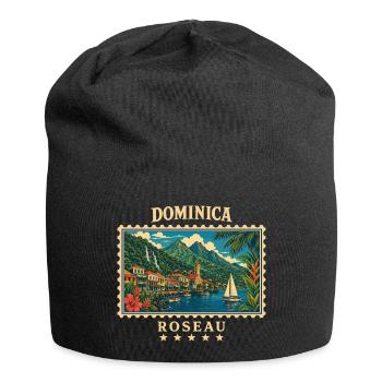 Dominica Roseau Vintage Travel Brand - Jersey Beanie - black - Front