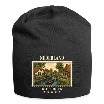 Niederlande Giethoorn Vintage Reisemarke - Jersey-Beanie - Schwarz - Vorne