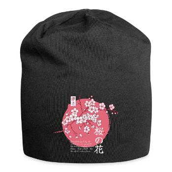 Ephemeral Blossom: Japanese Sakura - Jersey-Beanie - Schwarz - Vorne