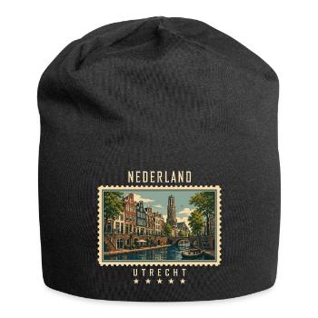 Niederlande Utrecht Vintage Reisemarke - Jersey-Beanie - Schwarz - Vorne