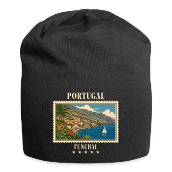 Portugal Funchal Vintage Reisemarke - Jersey-Beanie - Schwarz - Vorne