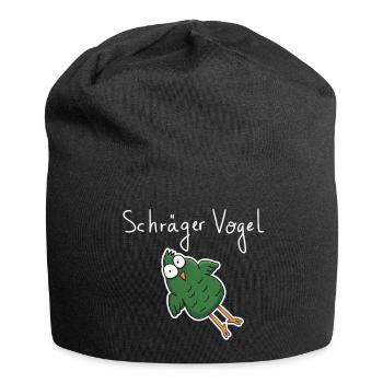 Schräger Vogel – Lustiger Cartoon Spruch - Jersey-Beanie - Schwarz - Vorne