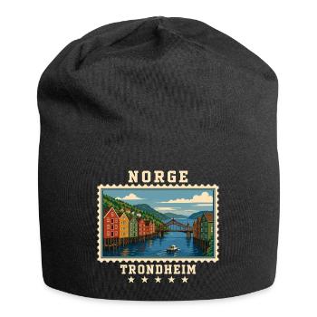 Norwegen Trondheim Vintage Reisemarke - Jersey-Beanie - Schwarz - Vorne