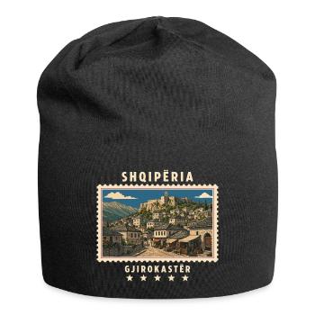 Albanien Gjirokastër Vintage Reisemarke - Jersey-Beanie - Schwarz - Vorne
