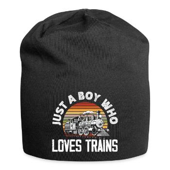 Only A Boy Who Loves Trains Retro Vintage - Jersey Beanie - black - Front