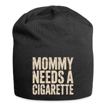 Mama braucht eine Zigarette – lustiges Retro-Zitat - Jersey-Beanie - Schwarz - Vorne