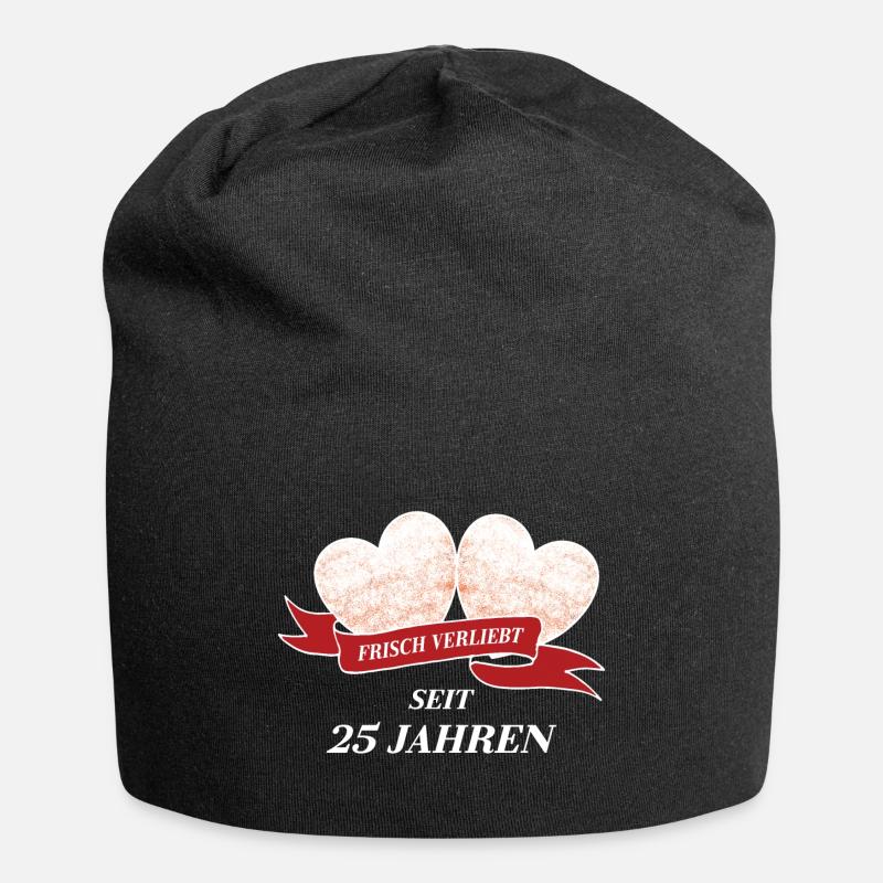 frisch verliebt seit 25 Jahren - Silberhochzeit - Jersey-Beanie - Schwarz