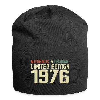 1976 Geburtstagsgeschenk 1976 Jahrgang 1976 Retro - Jersey-Beanie - Schwarz - Vorne