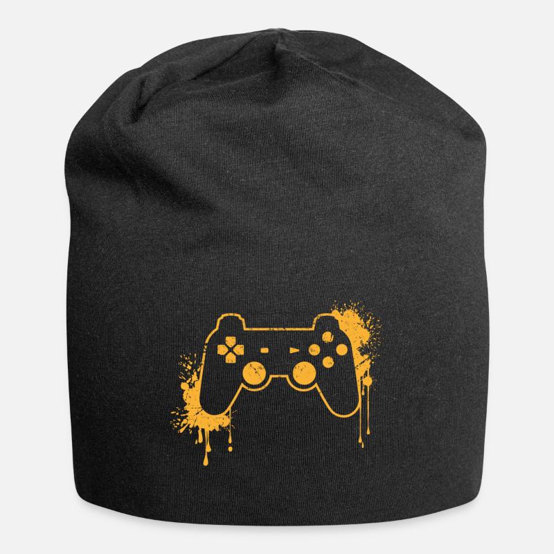 CONTROLLER RETRO in yellow - Jersey Beanie - black