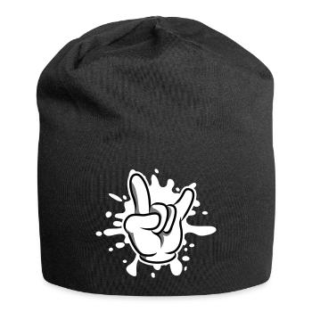 hand party symbol klecks - Jersey-Beanie - Schwarz - Vorne