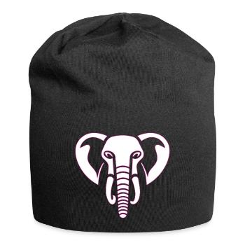 Elephant Majesty: elephant's head print, pink - Jersey Beanie - black - Front