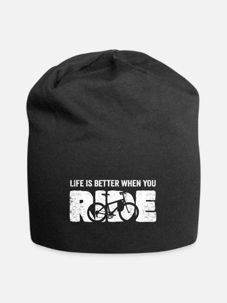 Lustiger Spruch MTB Fahrrad Silhouette Rad - Jersey-Beanie - Schwarz