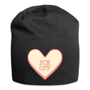 Fck off Fun Spruch Zuckerherz Herz - Jersey-Beanie - Schwarz - Vorne