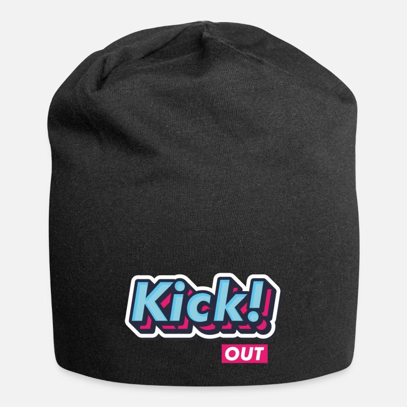 Pop Art Comic Retro Vintage Text "Kick Out" - Jersey Beanie - black