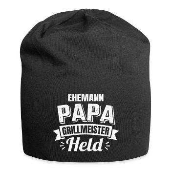 Ehemann Papa Grillmeister Held Vatertag - Jersey-Beanie - Schwarz - Vorne