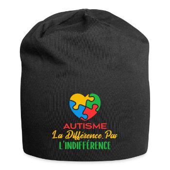 Avril Bleu Autisme Différence Pas Indifférence - Bonnet en jersey - noir - Devant