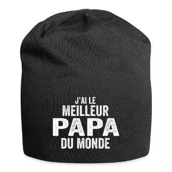 J'ai Le Meilleur Papa Du Monde | Meilleur Papa - Bonnet en jersey - noir - Devant